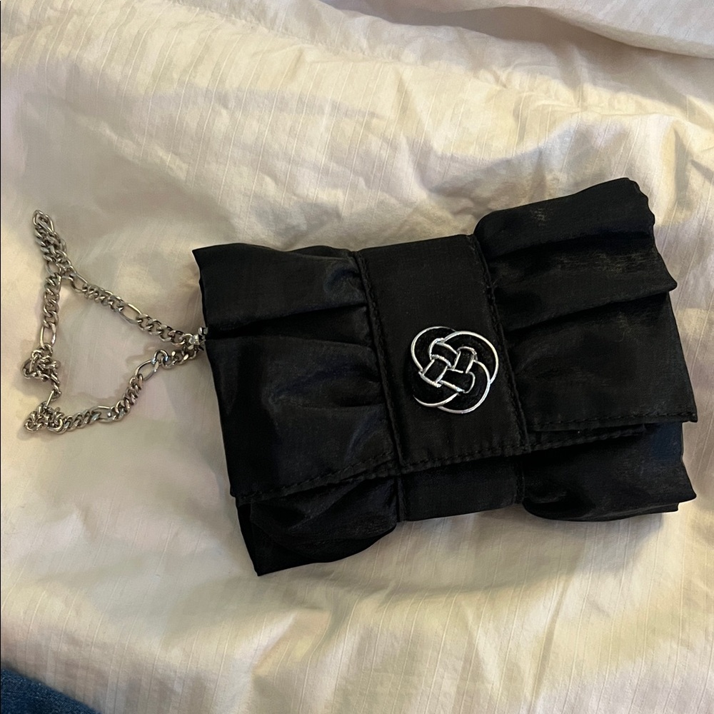 White House Black Market Black Clutch with Silver Accents